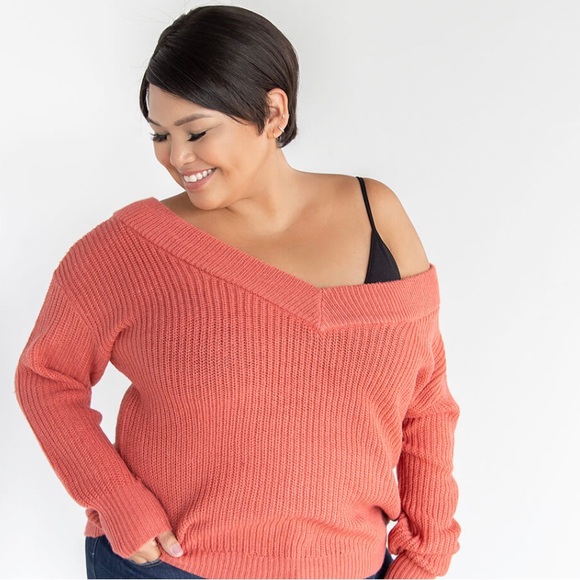 ONLY brand V-Neck Cable Knit Sweater - Picture 1 of 2